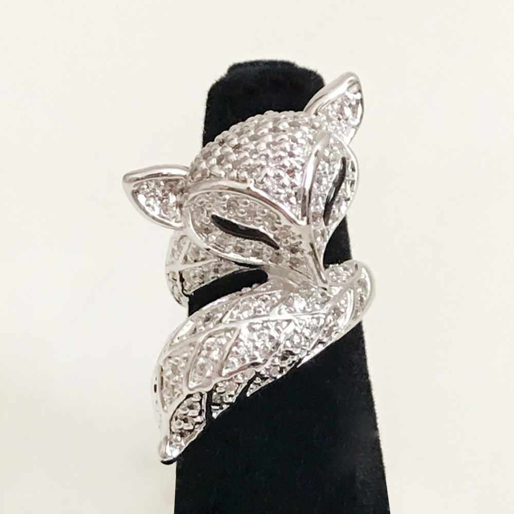 Crystal Pave Fox Cocktail Ring